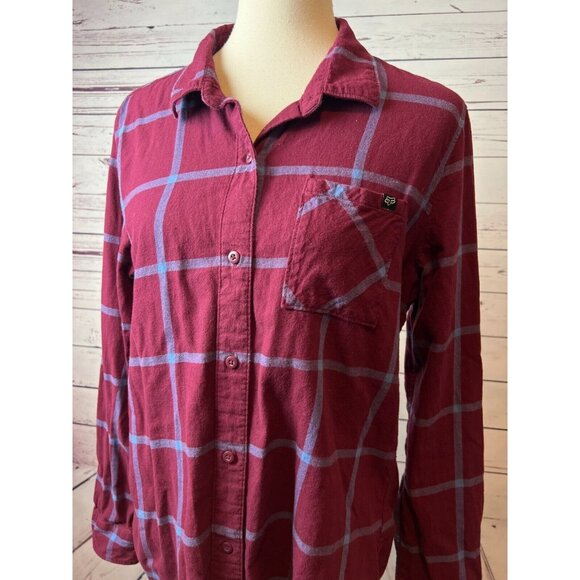 Fox Racing Flannel Plaid Button Front Shirt size Large womens Moto Western - Picture 2 of 11